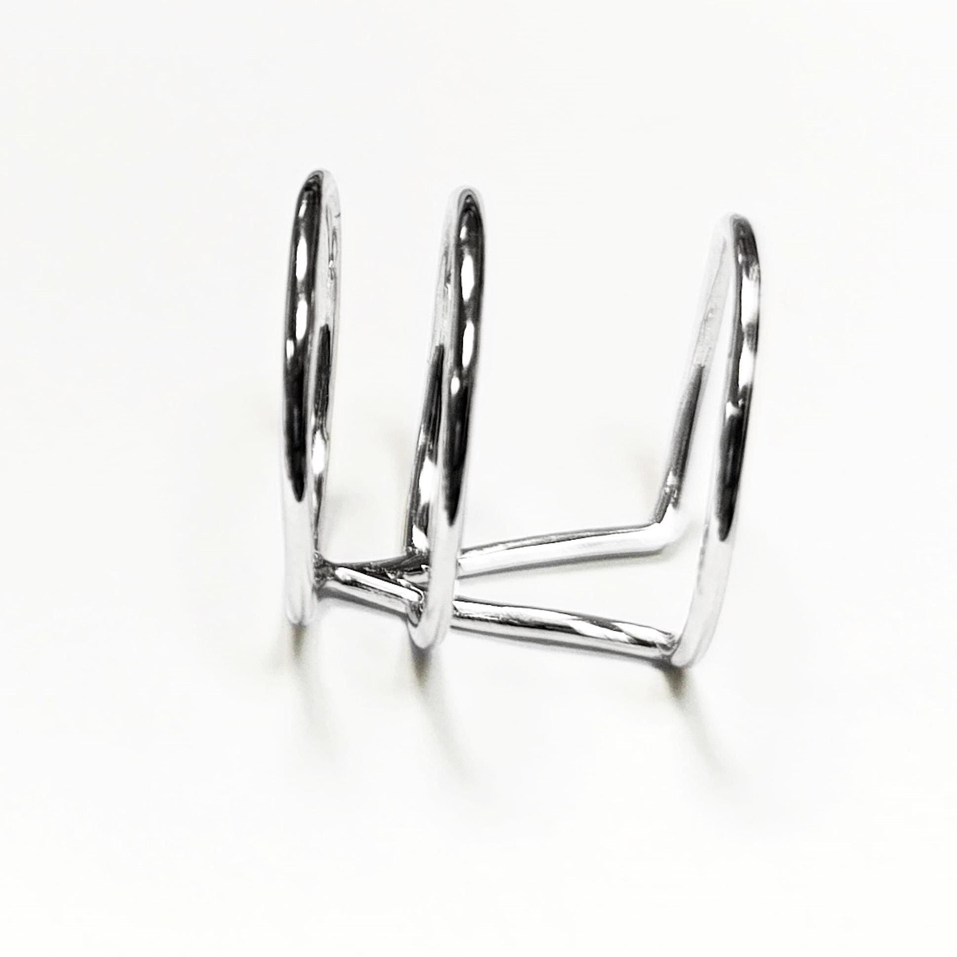 Chevron cuff ring, sterling silver, wide spike open band, modern triangle, minimalist armor ring, delta arrow point sharp, V peak ring