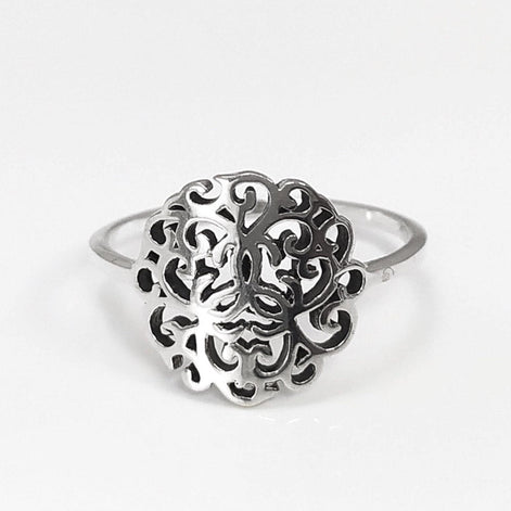 Art Nouveau Filigree Ring, Sterling Silver 925, Dainty Style Ring, Small Ring, Spiritual Jewelry, Geometry Round Ring, Ring