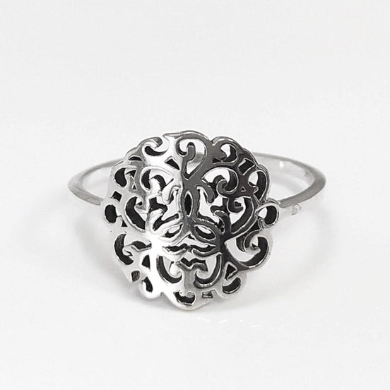 Art Nouveau Filigree Ring, Sterling Silver 925, Dainty Style Ring, Small Ring, Spiritual Jewelry, Geometry Round Ring, Ring
