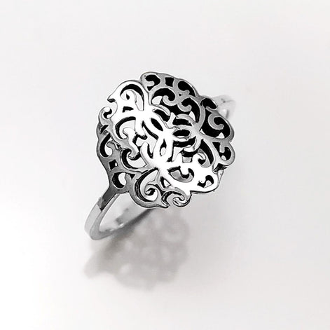 Art Nouveau Filigree Ring, Sterling Silver 925, Dainty Style Ring, Small Ring, Spiritual Jewelry, Geometry Round Ring, Ring