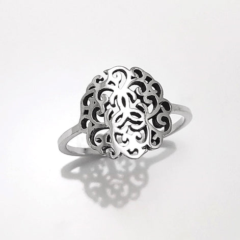 Art Nouveau Filigree Ring, Sterling Silver 925, Dainty Style Ring, Small Ring, Spiritual Jewelry, Geometry Round Ring, Ring