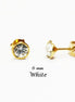White Stone Stud Earrings • 18K Gold-Plated with Elegant Iridescent or Diamond White Cz 6mm Stone • Everyday Jewelry • Minimalist Studs