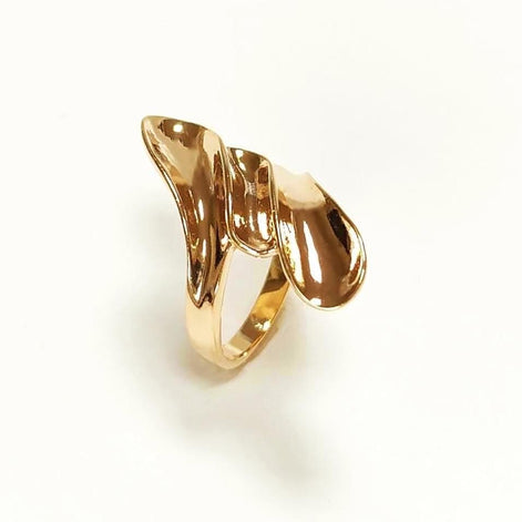 Long 18k Gold Plated Ring, Unique Minimalist Design