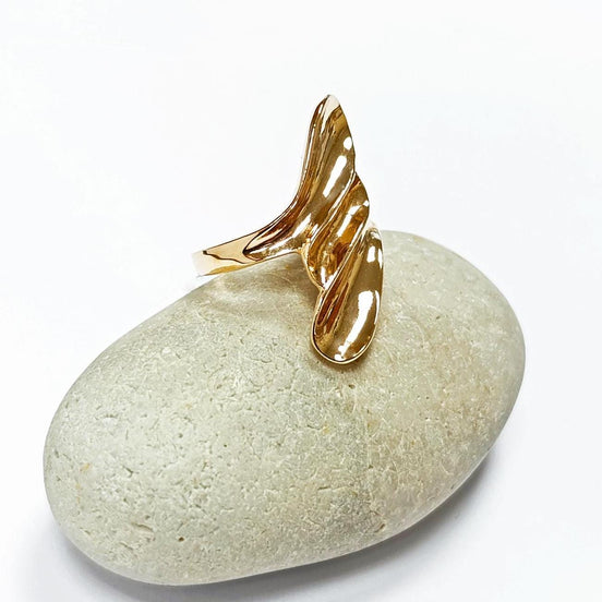 Long 18k Gold Plated Ring, Unique Minimalist Design