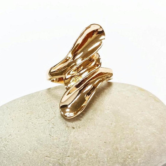 Long 18k Gold Plated Ring, Unique Minimalist Design