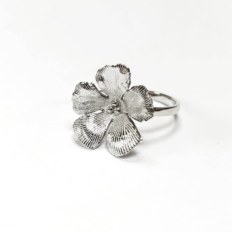 Cherry Flower Ring, Sterling Silver, STURDY Daisies Petals Country Flowers Ring, Blossom Floral Jewelry, Spring Summer Bloom, Nature Gift