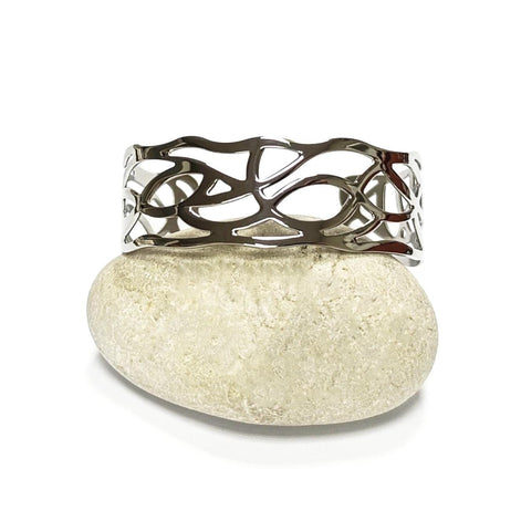 Botanical Filigree Cuff • Stainless Steel Leaf Bracelet