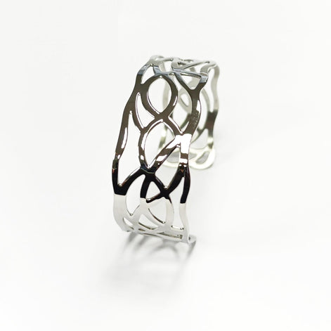 Botanical Filigree Cuff • Stainless Steel Leaf Bracelet