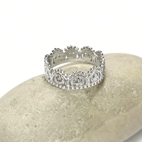 Sterling Silver Crown Ring, Handmade Diadem Band