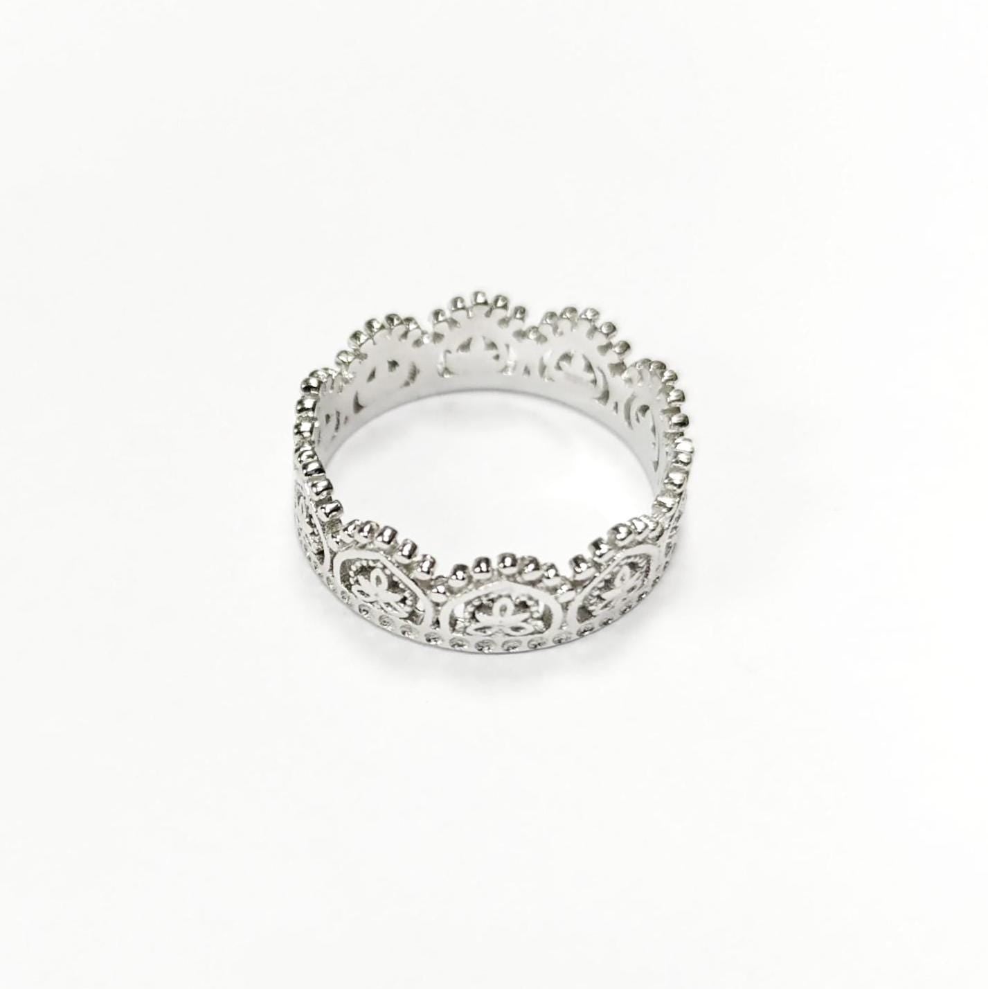 Sterling Silver Crown Ring, Handmade Diadem Band