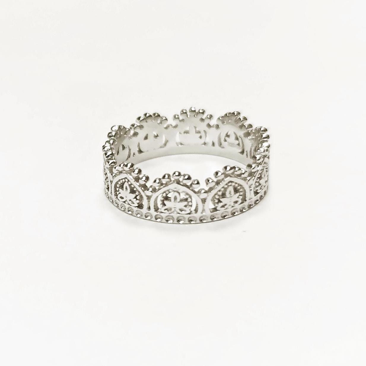 Sterling Silver Crown Ring, Handmade Diadem Band