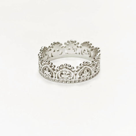 Sterling Silver Crown Ring, Handmade Diadem Band