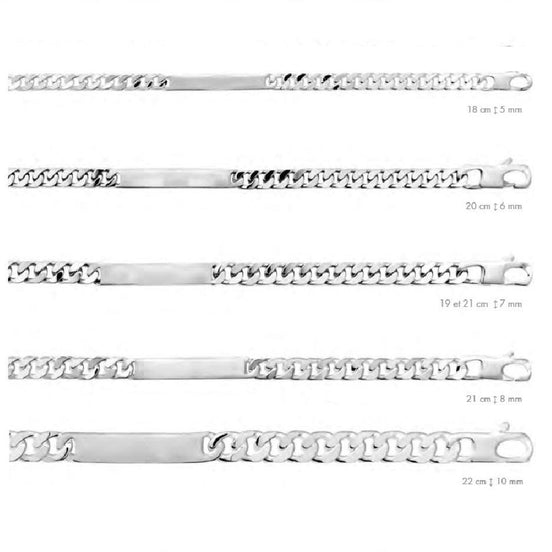 Sterling Silver Figaro ID Bracelet • Personalized Engraved Name Plate