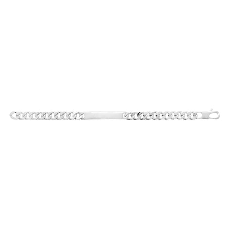 Sterling Silver Figaro ID Bracelet • Personalized Engraved Name Plate