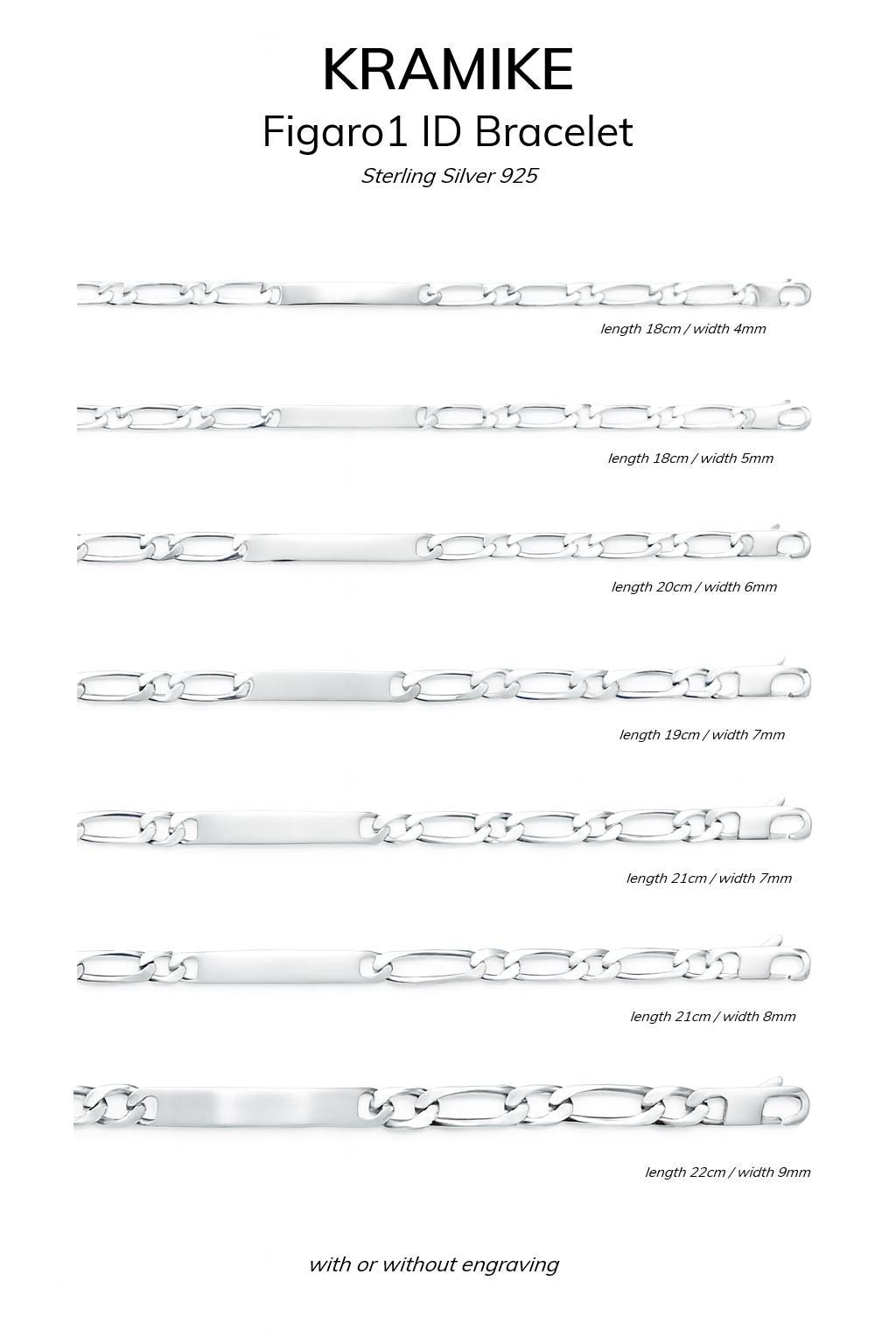 Sterling Silver Figaro ID Bracelet • Personalized Name Plate