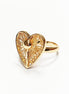 Handmade 18K Gold Plated Heart Ring • Elegant Filigree Lace