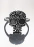Bague Crâne Tête de Mort Gothique motif floral, Argent 925