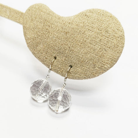 Crystal Balls Drop Earrings • Sterling Silver 925 Hook and Dangle Faceted Ball Beads • Minimalist Everyday Jewelry for Women • Elegant Gift