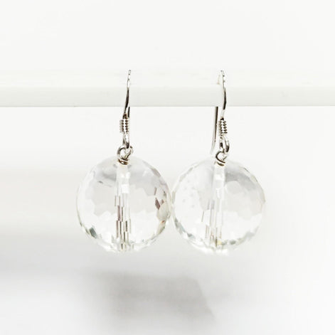 Crystal Balls Drop Earrings • Sterling Silver 925 Hook and Dangle Faceted Ball Beads • Minimalist Everyday Jewelry for Women • Elegant Gift
