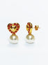 Gold Red Heart Pearl Drop Earrings by KRAMIKE • 18K Gold-Plated & Ruby Color Stones • Everyday Timeless Jewelry • Gift for Her • KR044