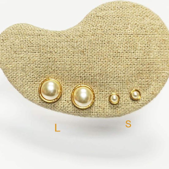 Classic Pearl Stud Earrings • 18K Gold-Plated Minimalist Round Bezel Setting • Elegant & Timeless Shell Pearl Design Jewelry for Everyday