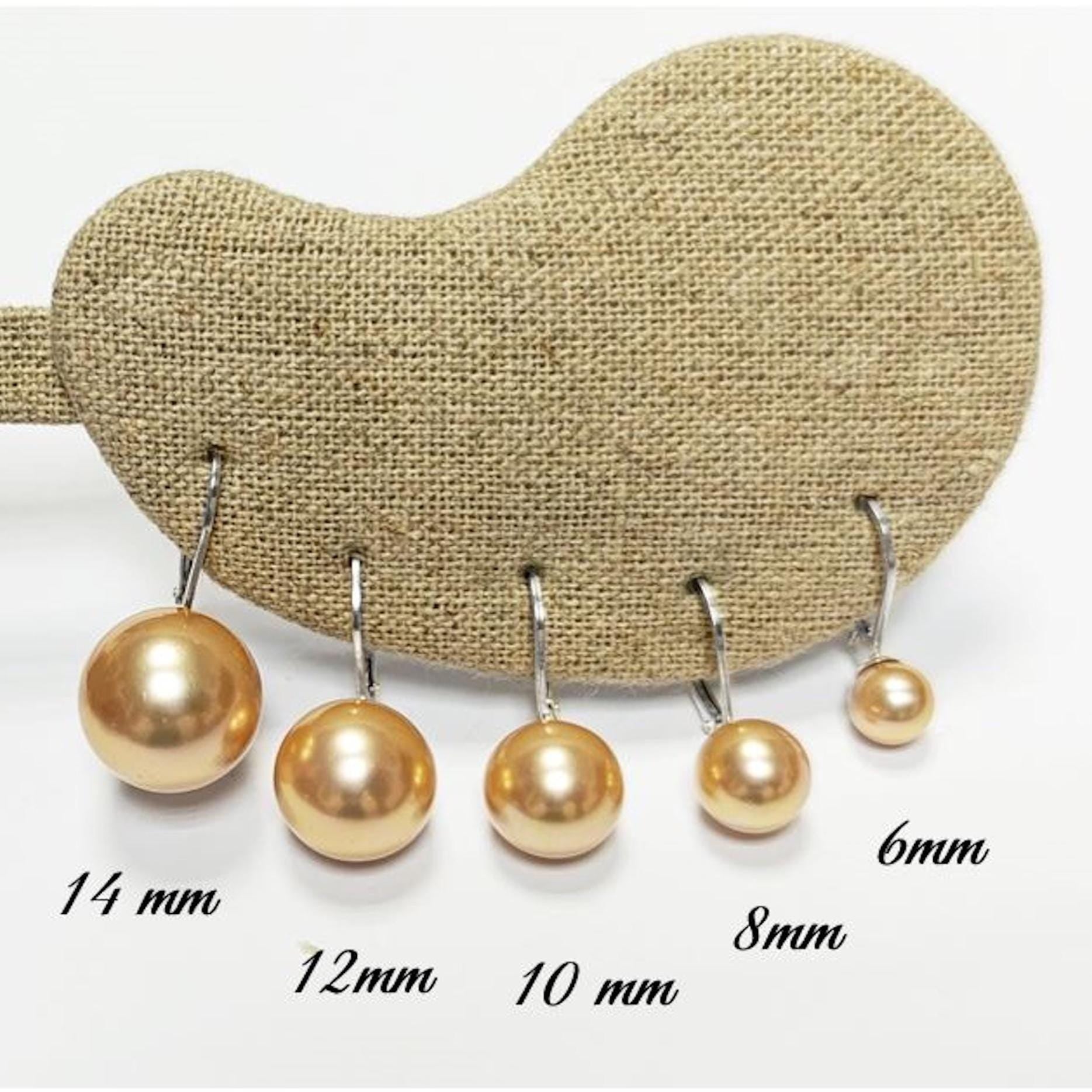 Classic Gold Pearl Drop Earrings by KRAMIKE • Timeless Sterling Silver Leverback 6 to 14mm Pearls • Ideal for Wedding or Everyday Wear