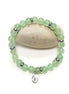 Green Quartzite Beaded Bracelet • Stainless Steel Spacers, Elastic Stretch