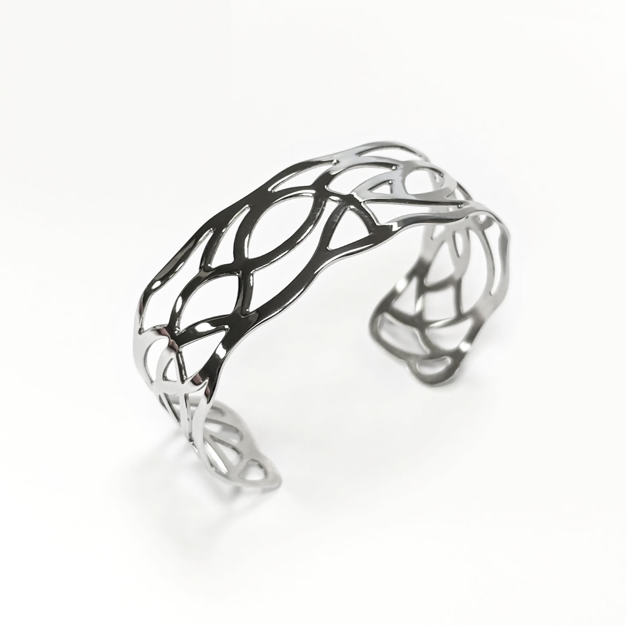Botanical Filigree Cuff • Stainless Steel Leaf Bracelet