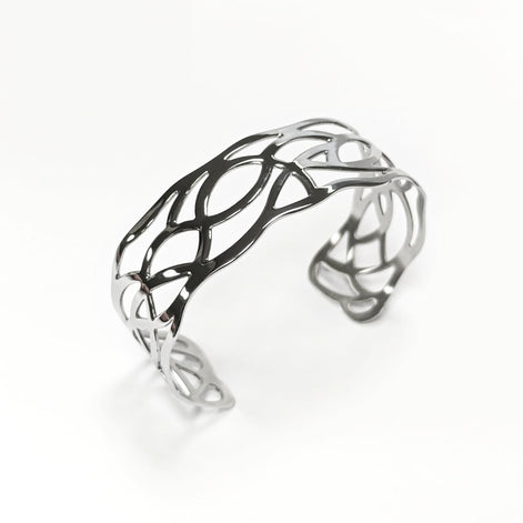 Botanical Filigree Cuff • Stainless Steel Leaf Bracelet