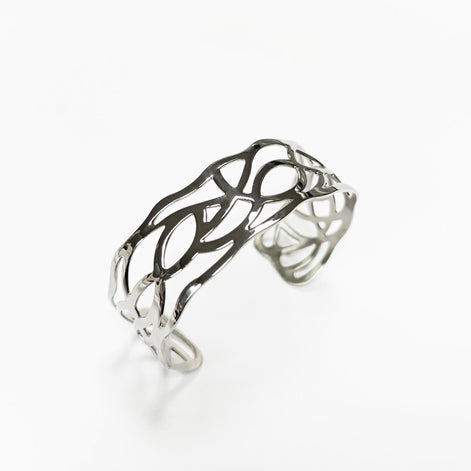Botanical Filigree Cuff • Stainless Steel Leaf Bracelet