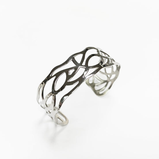 Botanical Filigree Cuff • Stainless Steel Leaf Bracelet