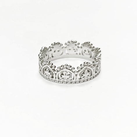 Sterling Silver Crown Ring, Handmade Diadem Band