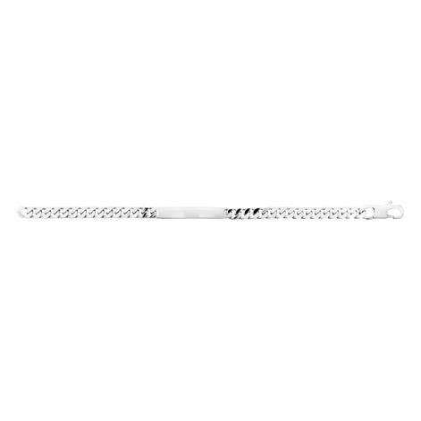 Sterling Silver Figaro ID Bracelet • Personalized Engraved Name Plate