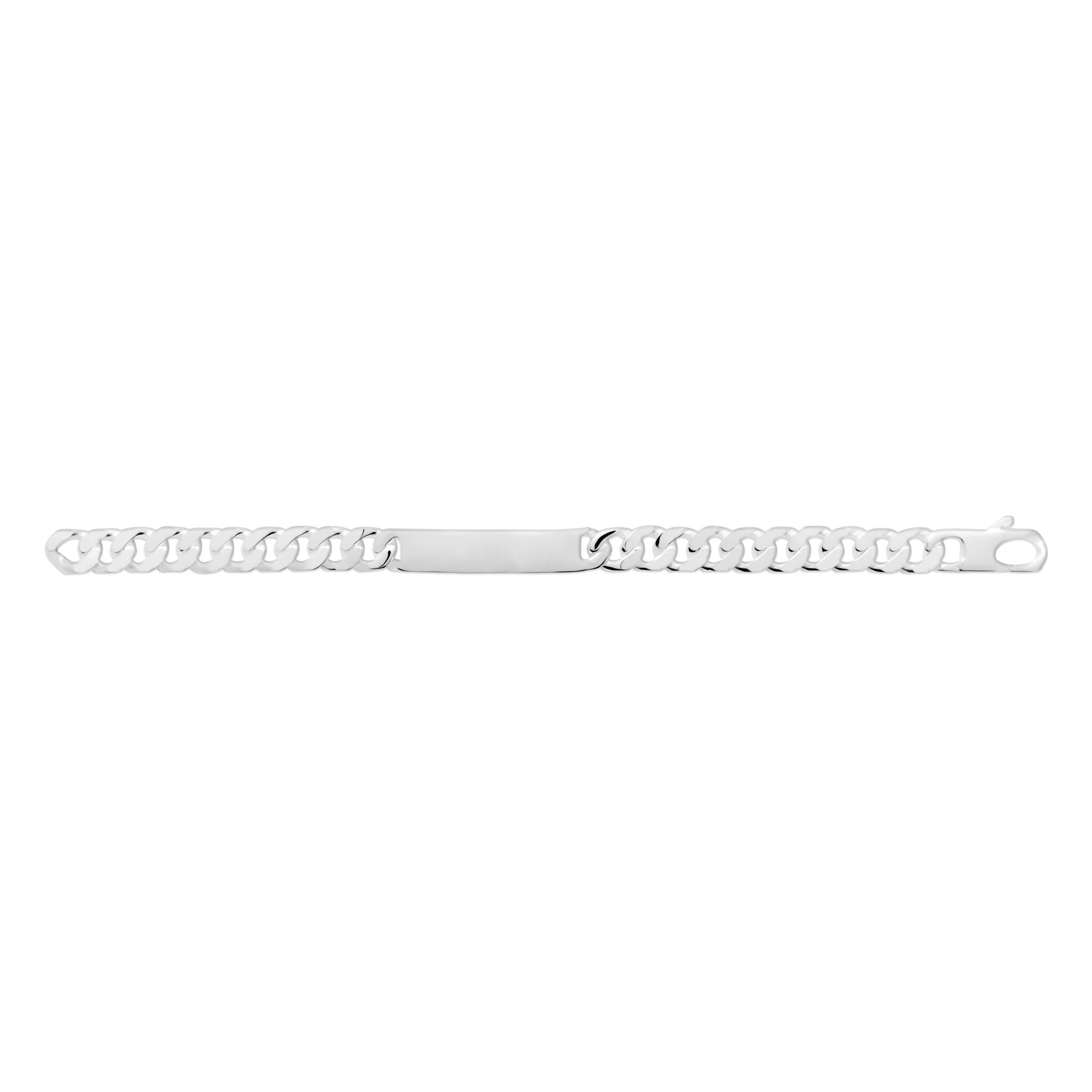 Sterling Silver Figaro ID Bracelet • Personalized Engraved Name Plate