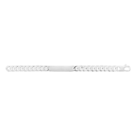 Sterling Silver Figaro ID Bracelet • Personalized Engraved Name Plate