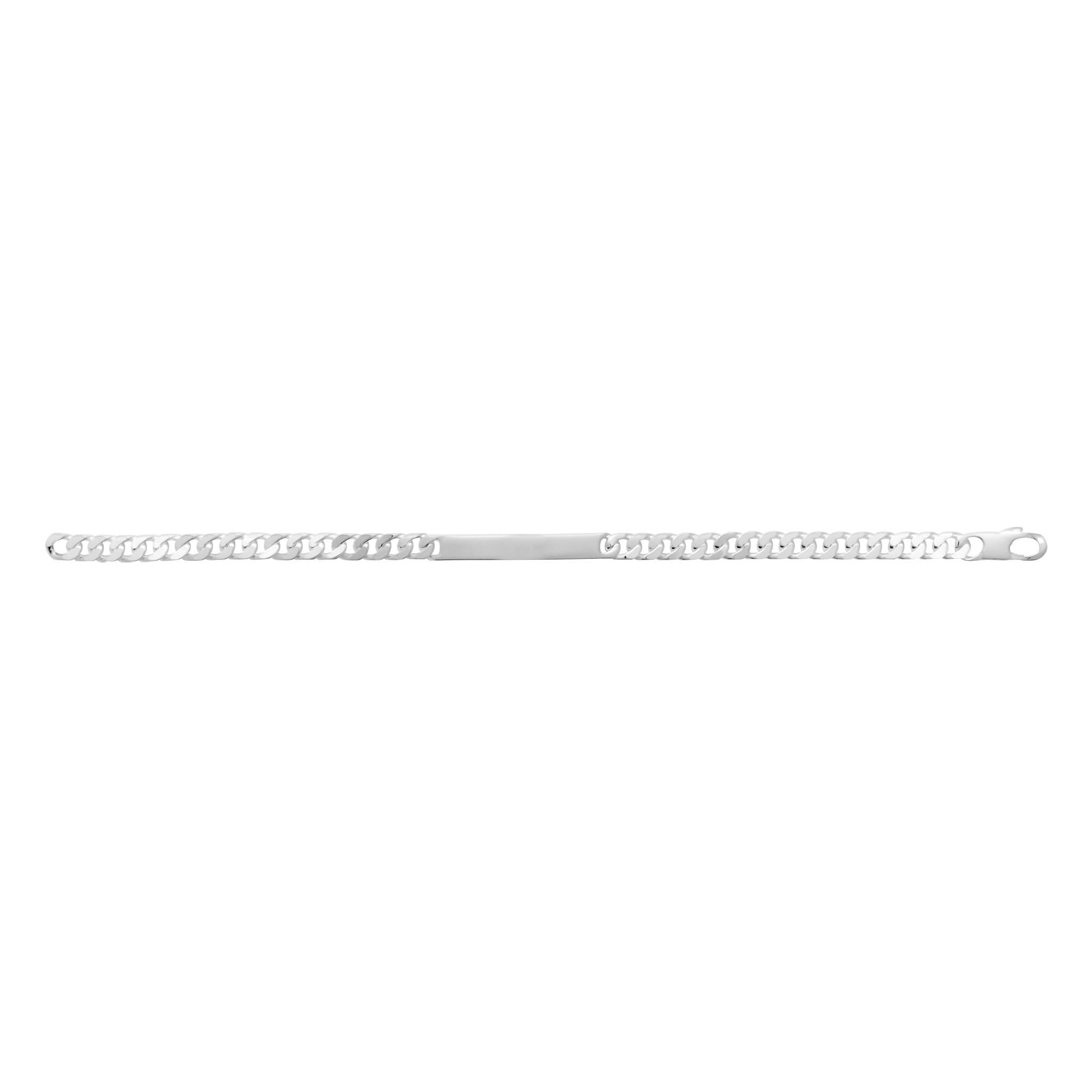 Sterling Silver Figaro ID Bracelet • Personalized Engraved Name Plate