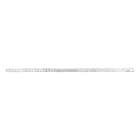 Sterling Silver Figaro ID Bracelet • Personalized Engraved Name Plate