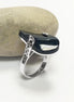 Black Onyx Filigree Ring, Twisted Stone, Sterling Silver