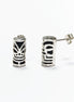 Tiki Earrings • Sterling Silver Tribal Totem Stud Earrings • Exotic Polynesian-Inspired Jewelry with Engraved Details • Gift for Women & Men