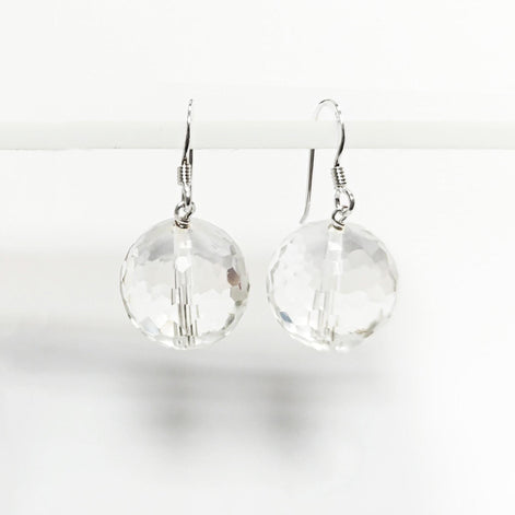 Crystal Balls Drop Earrings • Sterling Silver 925 Hook and Dangle Faceted Ball Beads • Minimalist Everyday Jewelry for Women • Elegant Gift