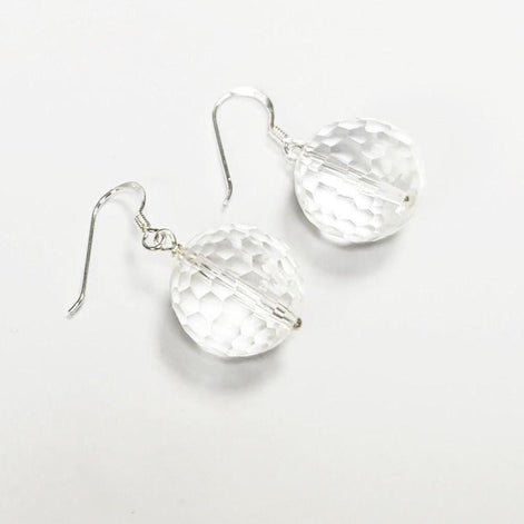Crystal Balls Drop Earrings • Sterling Silver 925 Hook and Dangle Faceted Ball Beads • Minimalist Everyday Jewelry for Women • Elegant Gift