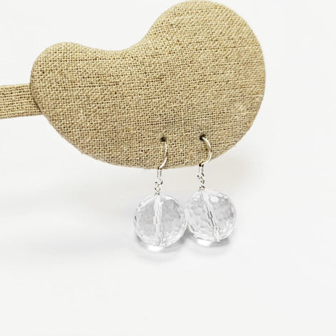 Crystal Balls Drop Earrings • Sterling Silver 925 Hook and Dangle Faceted Ball Beads • Minimalist Everyday Jewelry for Women • Elegant Gift