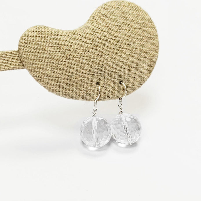 Crystal Balls Drop Earrings • Sterling Silver 925 Hook and Dangle Faceted Ball Beads • Minimalist Everyday Jewelry for Women • Elegant Gift