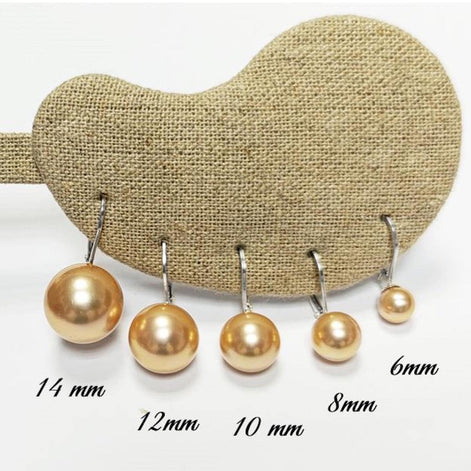 Classic Gold Pearl Drop Earrings by KRAMIKE • Timeless Sterling Silver Leverback 6 to 14mm Pearls • Ideal for Wedding or Everyday Wear