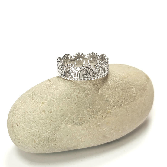Sterling Silver Crown Ring, Handmade Diadem Band