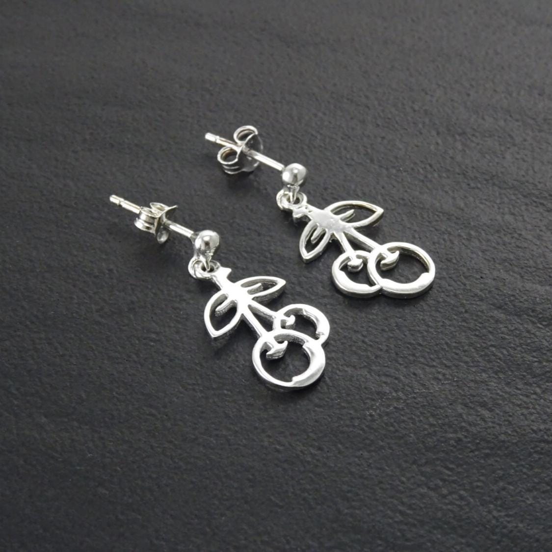 Trend Cherry Fruit Earrings Sterling Silver, Symbol of will, tenderness. Cherries Jewelry, Symbolic of abundance, Trend Gift for Her.
