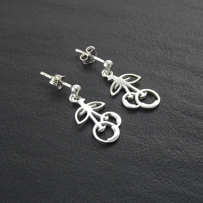 Trend Cherry Fruit Earrings Sterling Silver, Symbol of will, tenderness. Cherries Jewelry, Symbolic of abundance, Trend Gift for Her.