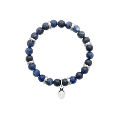 Ocean Blue Jasper Beaded Bracelet • Stainless Steel Spacers
