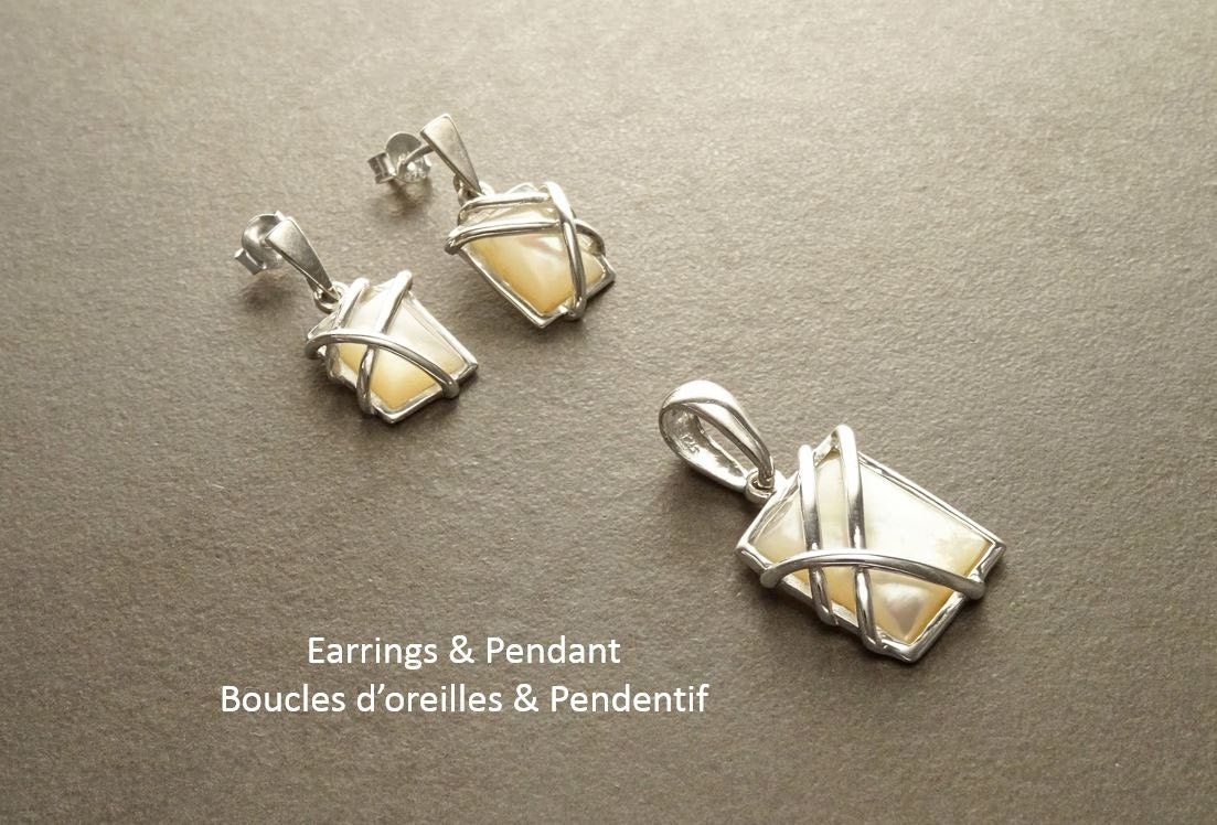 White Square Earrings, Sterling Silver, Mother of Pearl Shell - Modern Geometric Stone Jewelry, Filigree Earrings - Trending - Boho earring