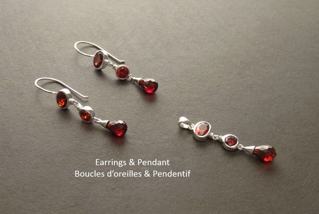 Garnet Red Pendant • 925 Sterling Silver • January Birthstone